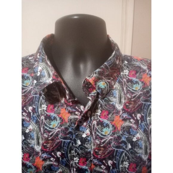 Men's Visconti Uomo 2-Ply Mercerized Cotton Paisley Multicolor Shirt size 2XLB - Picture 2 of 13